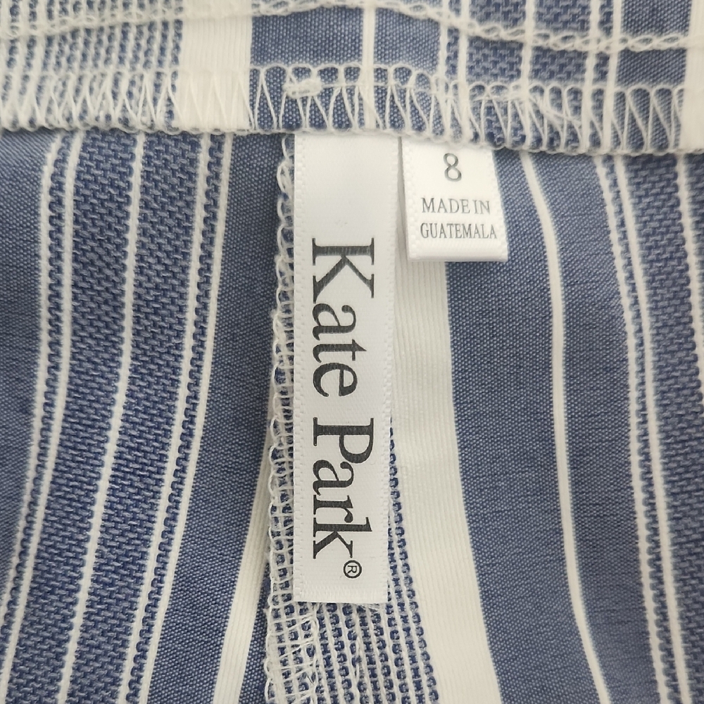 Kate Park Blue and White Striped Capris Size 8 - Picture 4 of 11